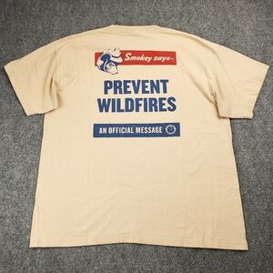 Filson T Shirt Mens 2XL Smokey Bear Prevent Wildfires Graphic Tee Beige Vintage